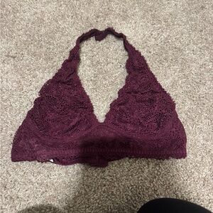 Victoria's Secret Lace Halter Bralette in Burgundy